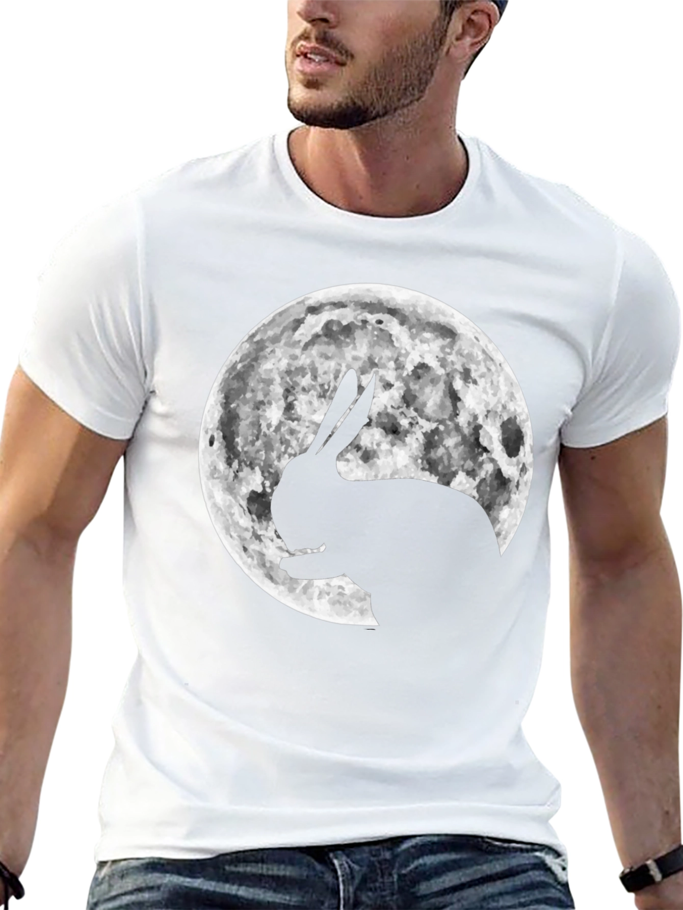 Rabbit Moon Graphic Tee - Black Cotton Blend