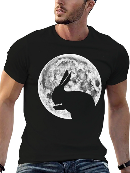 Rabbit Moon Graphic Tee - Black Cotton Blend
