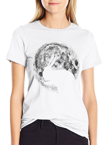 Rabbit Moon Graphic Tee - Black Cotton Blend