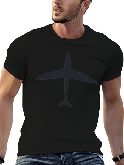 Airplane Silhouette Graphic Tee - Classic Black