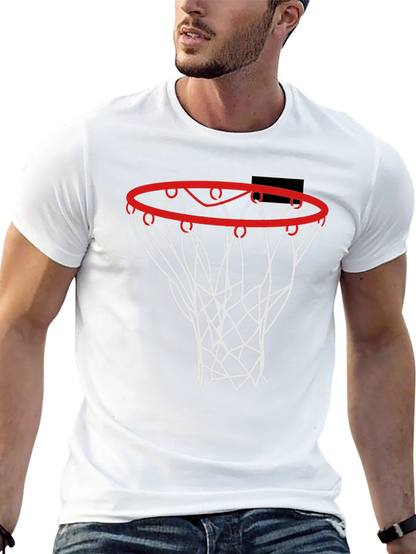 Basketball Hoop Graphic Tee - Black Cotton Shirt