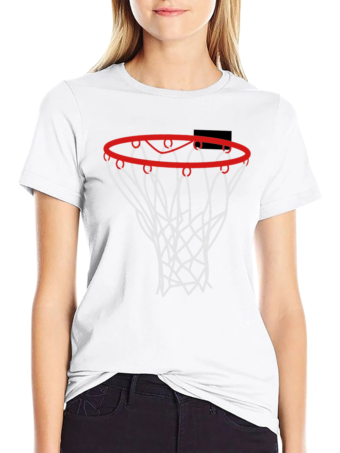 Basketball Hoop Graphic Tee - Black Cotton Shirt