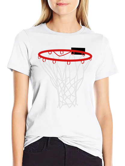 Basketball Hoop Graphic Tee - Black Cotton Shirt