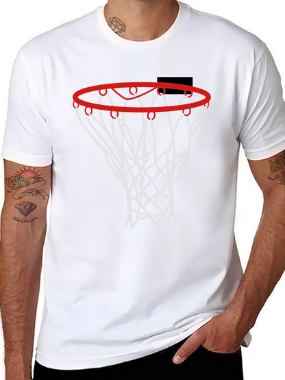 Basketball Hoop Graphic Tee - Black Cotton Shirt