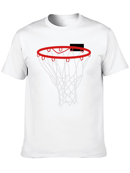 Basketball Hoop Graphic Tee - Black Cotton Shirt