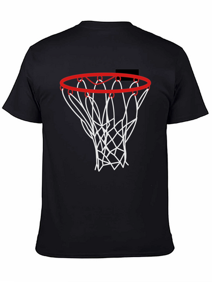Basketball Hoop Graphic Tee - Black Cotton Shirt