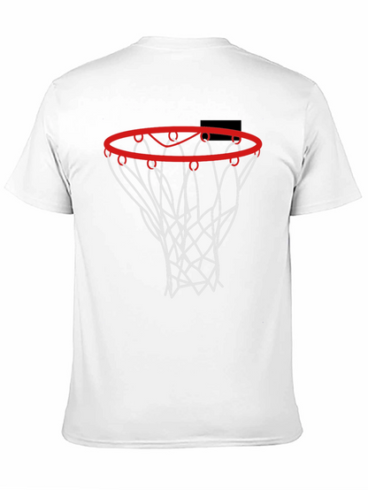 Basketball Hoop Graphic Tee - Black Cotton Shirt