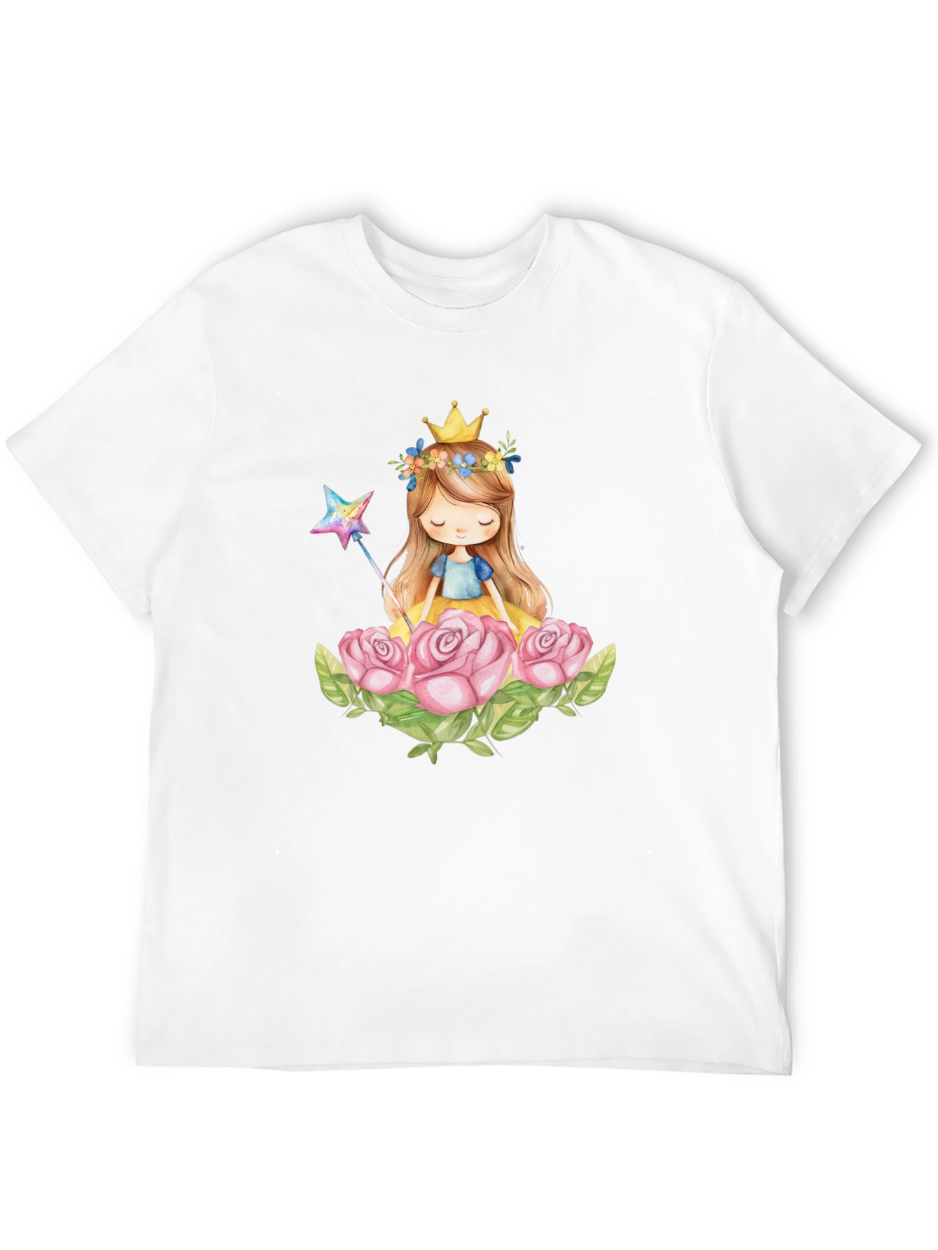 Princess Crown Rose Graphic Black T-Shirt
