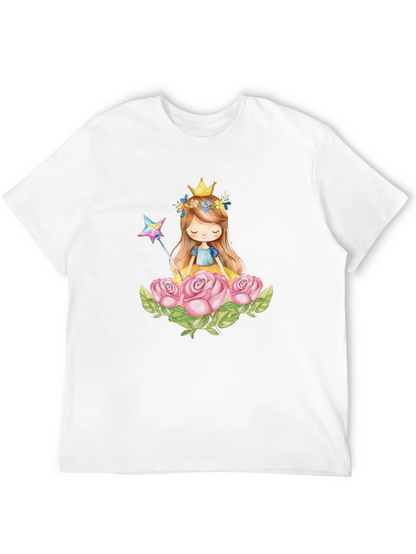 Princess Crown Rose Graphic Black T-Shirt