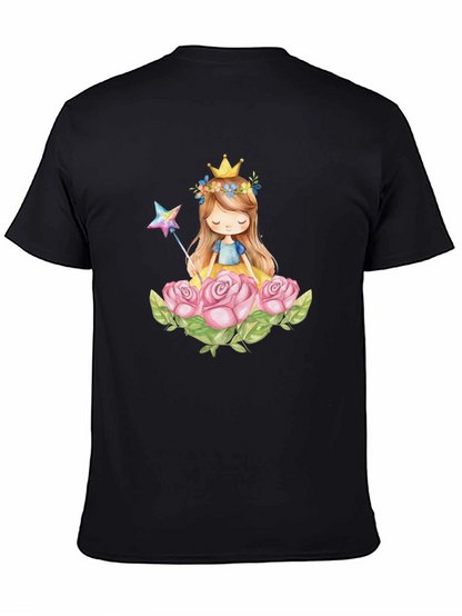Princess Crown Rose Graphic Black T-Shirt