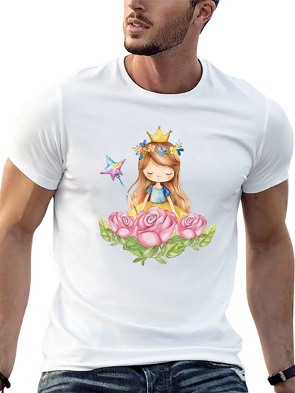 Princess Crown Rose Graphic Black T-Shirt