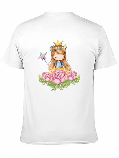 Princess Crown Rose Graphic Black T-Shirt