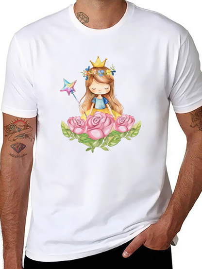 Princess Crown Rose Graphic Black T-Shirt