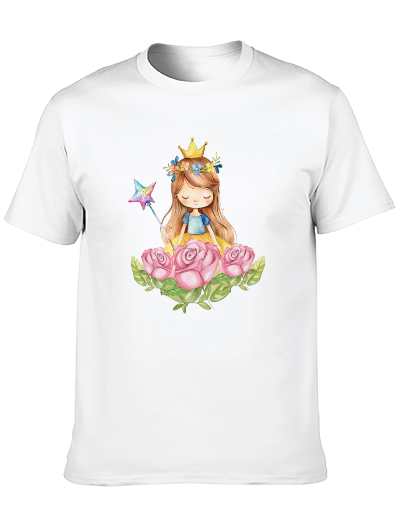 Princess Crown Rose Graphic Black T-Shirt