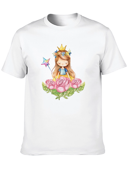 Princess Crown Rose Graphic Black T-Shirt