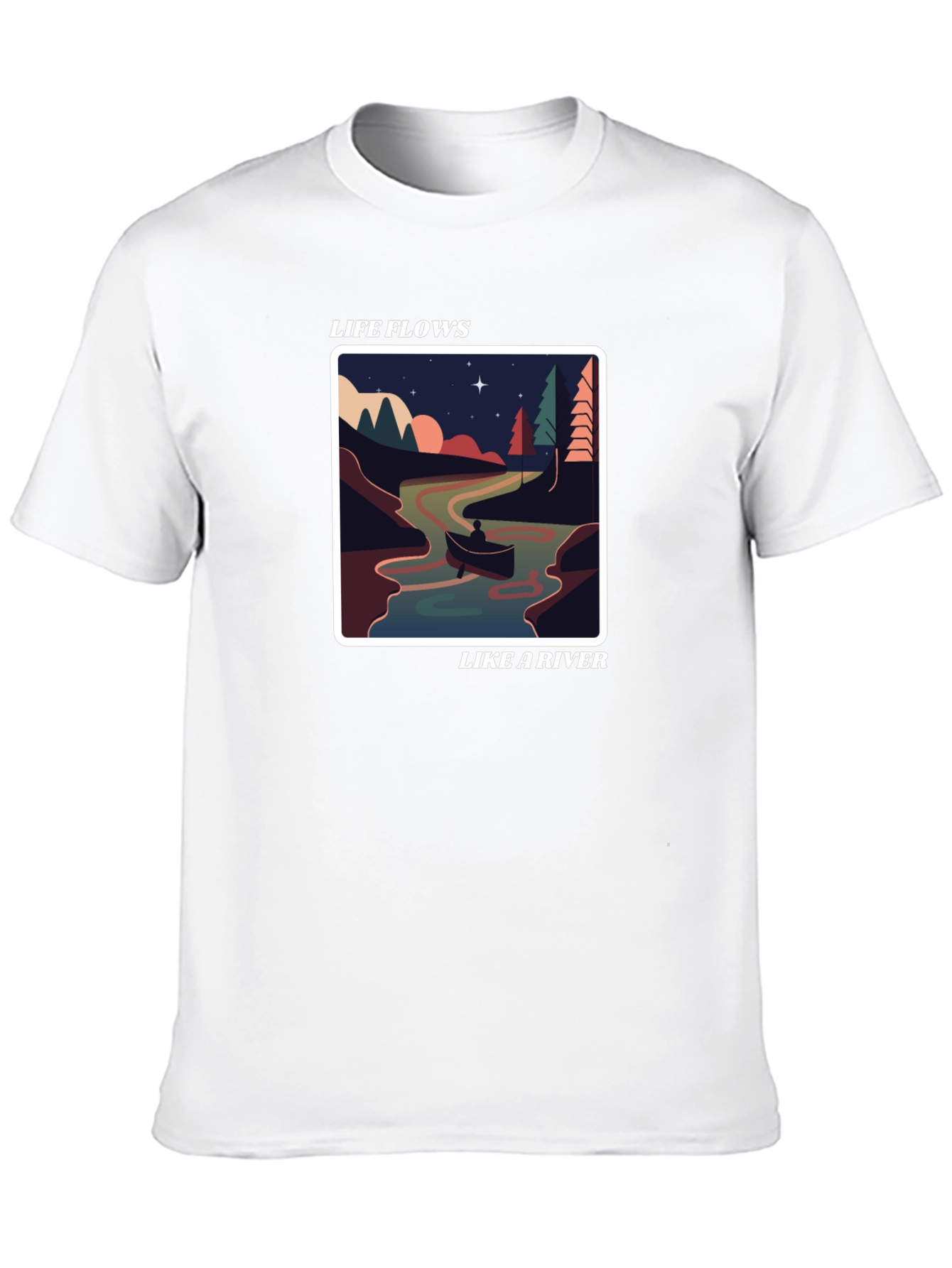 Life Flows Like a River Graphic Tee - Black