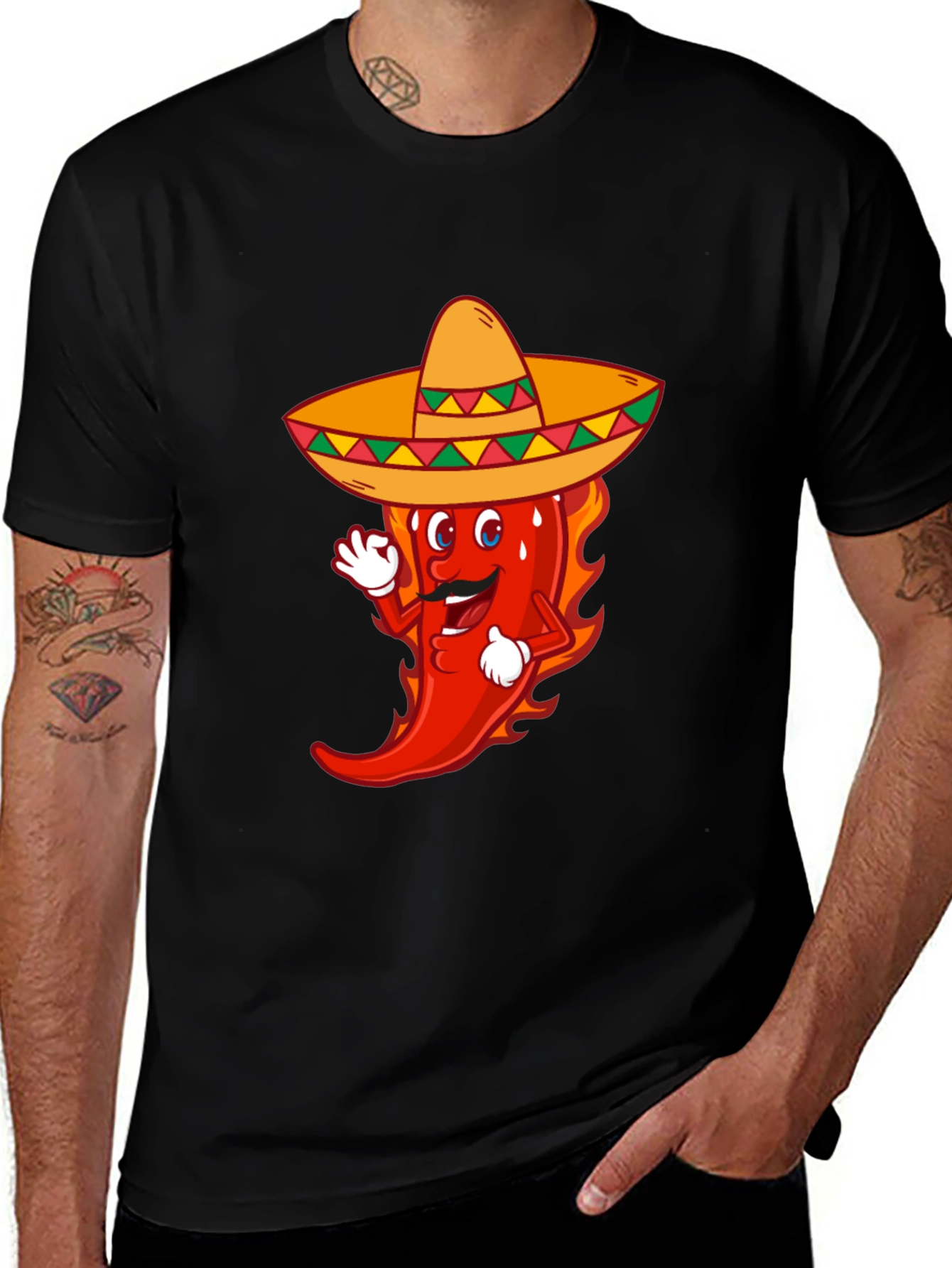 Spicy Fiesta Tee - Chili Pepper Sombrero Graphic