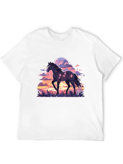 Black Horse Graphic Tee - Sunset Dream