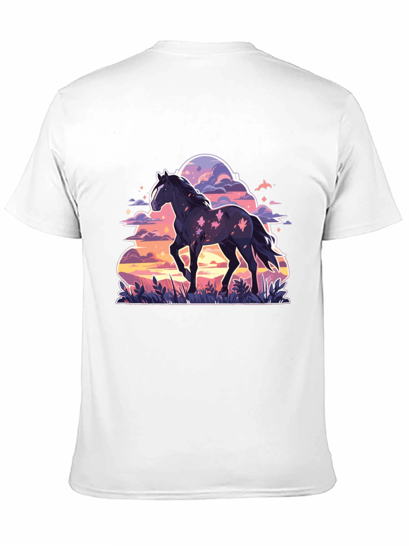 Black Horse Graphic Tee - Sunset Dream