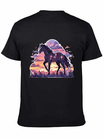 Black Horse Graphic Tee - Sunset Dream