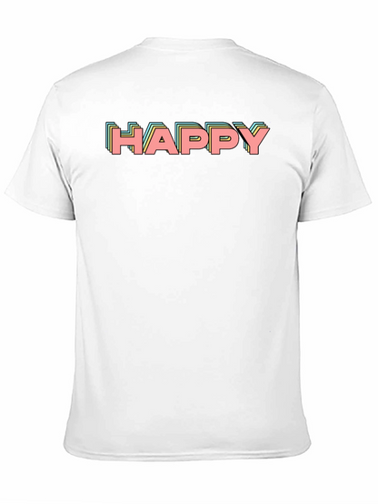 Happy Retro Graphic Print Black T-Shirt