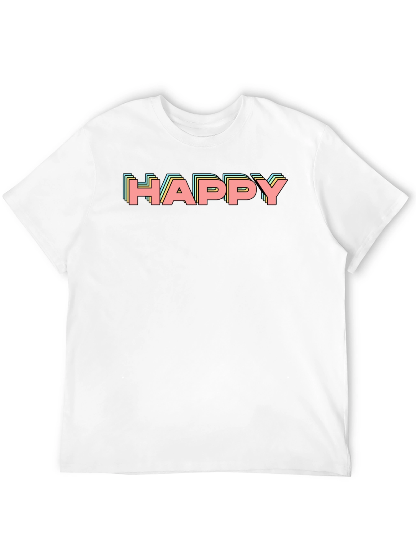 Happy Retro Graphic Print Black T-Shirt