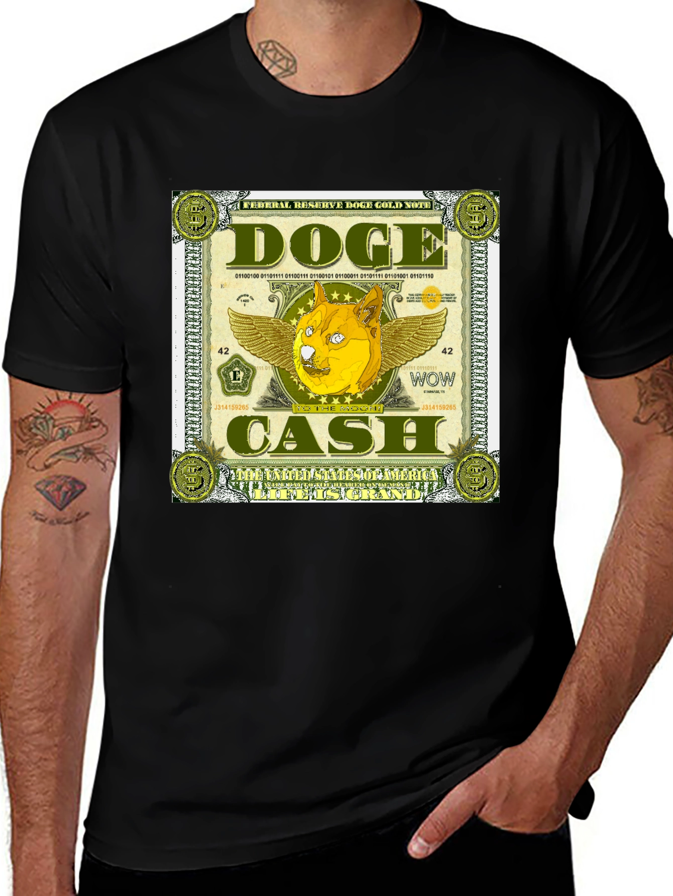 Doge Cash Graphic Tee - Crypto Meme Shirt