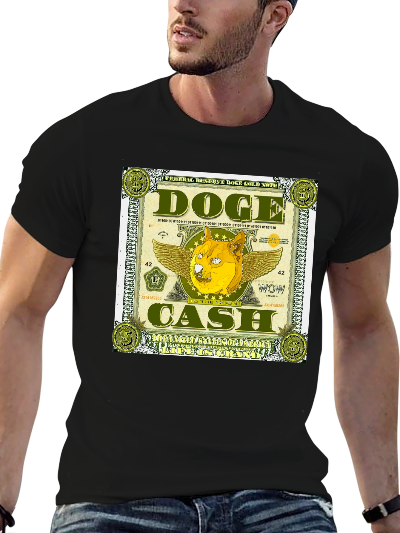 Doge Cash Graphic Tee - Crypto Meme Shirt