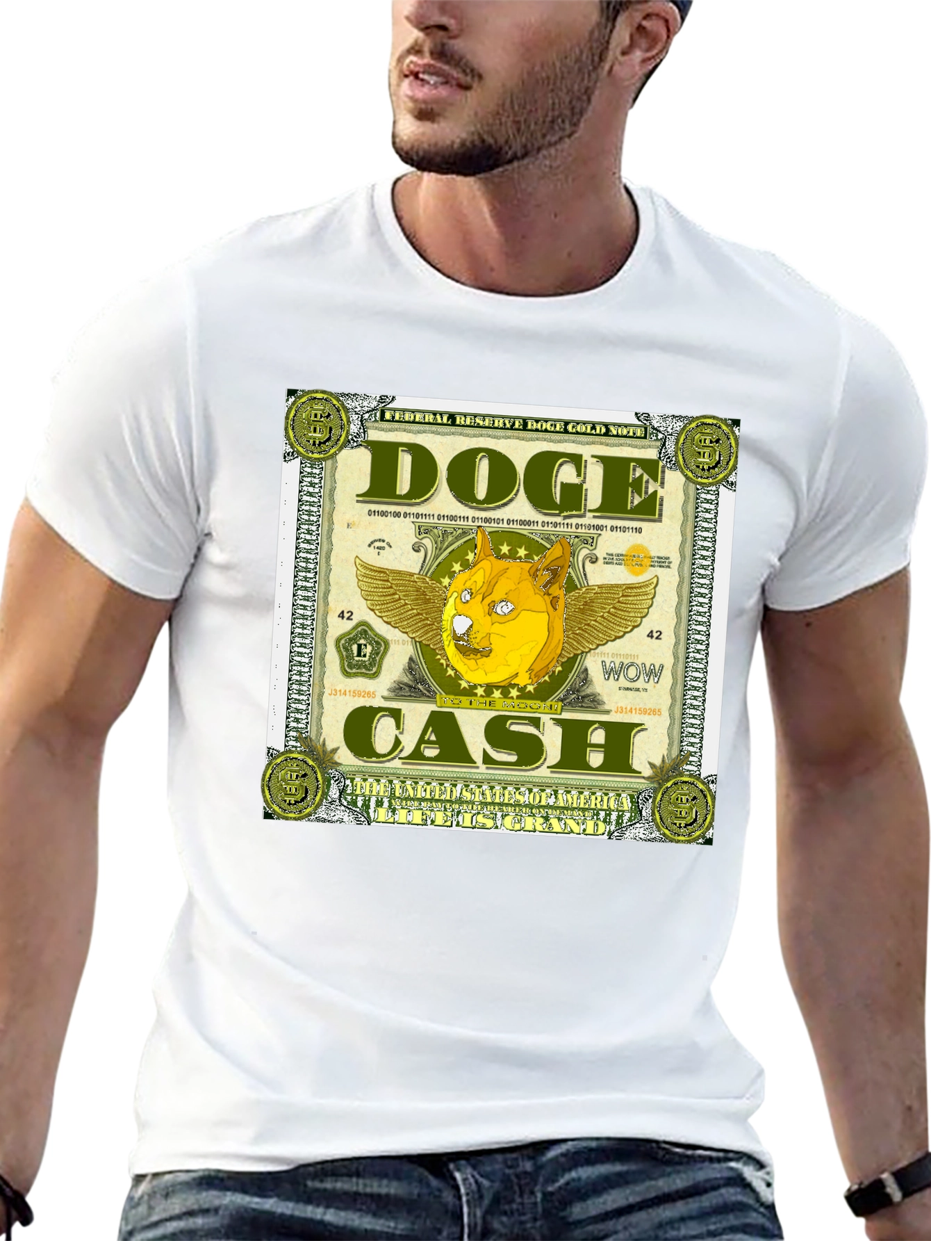 Doge Cash Graphic Tee - Crypto Meme Shirt