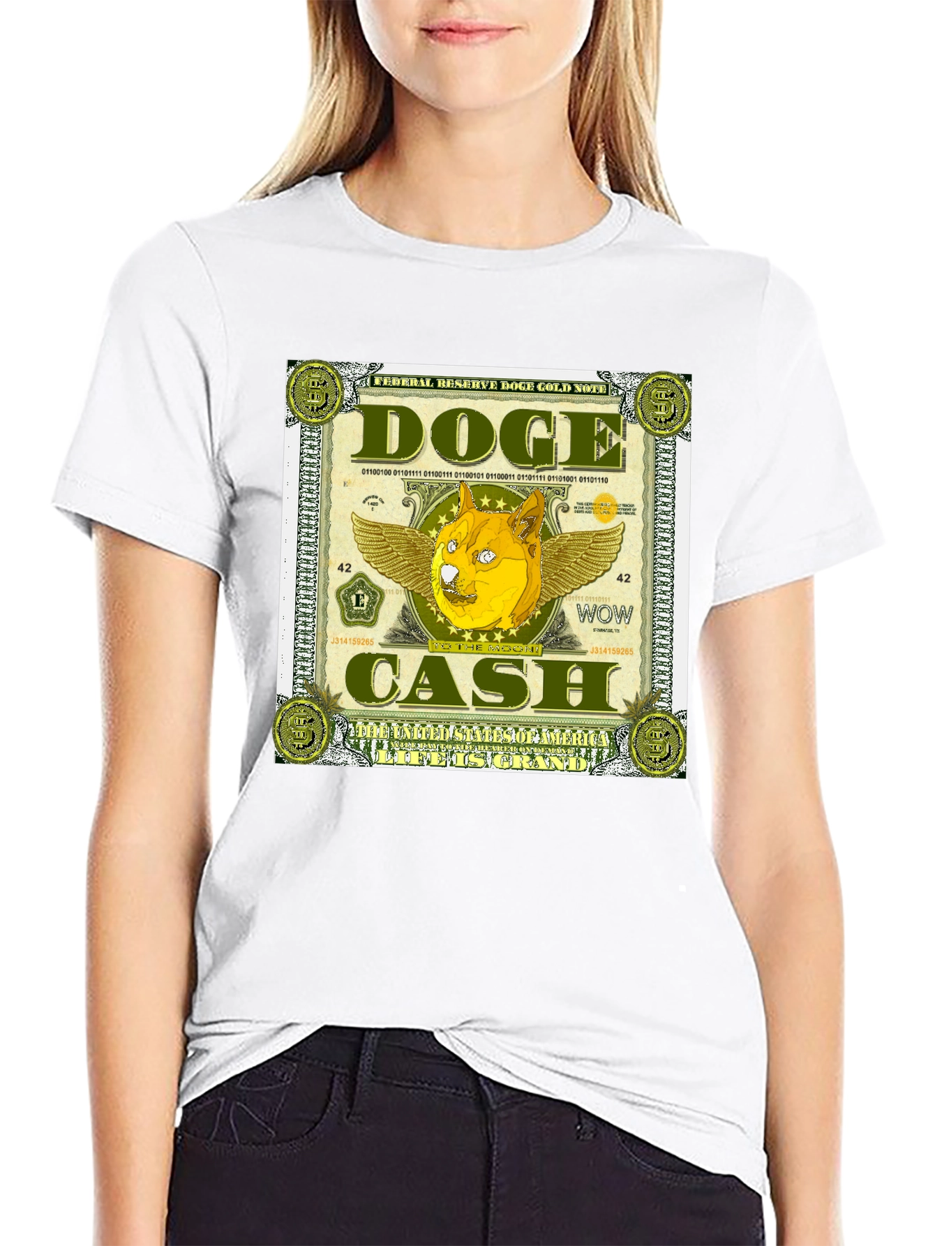 Doge Cash Graphic Tee - Crypto Meme Shirt