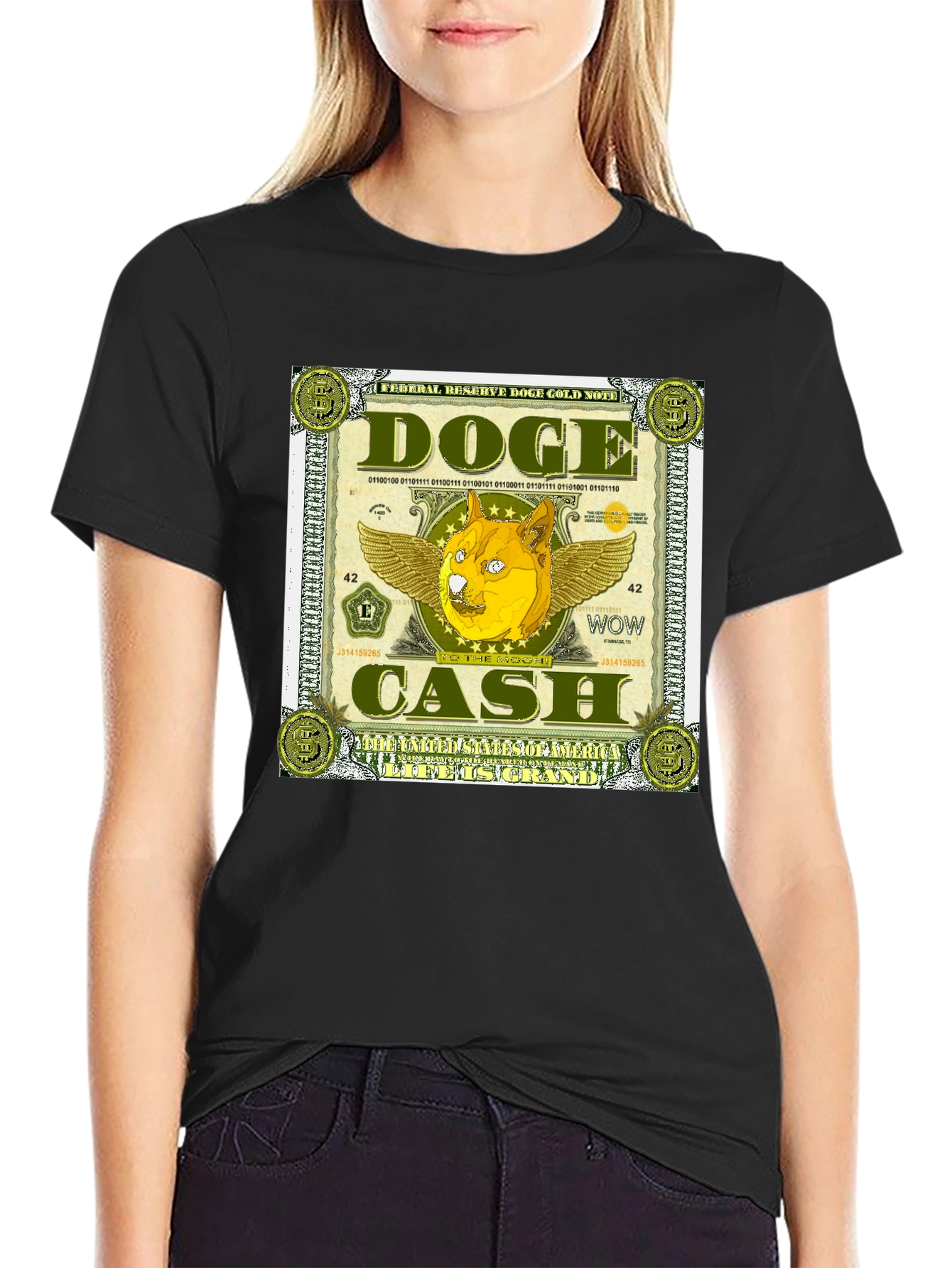 Doge Cash Graphic Tee - Crypto Meme Shirt