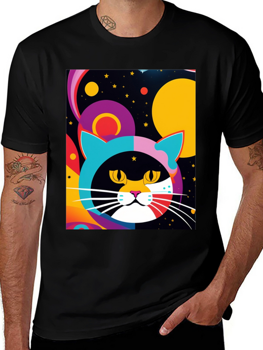 Psychedelic Cat T-Shirt - Colorful Retro Design