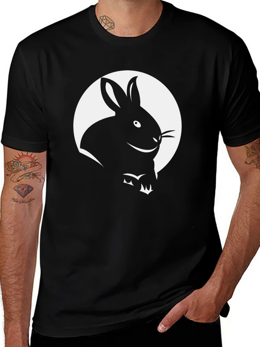 Black T-Shirt with Rabbit Graphic