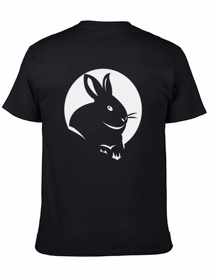 Black T-Shirt with Rabbit Graphic