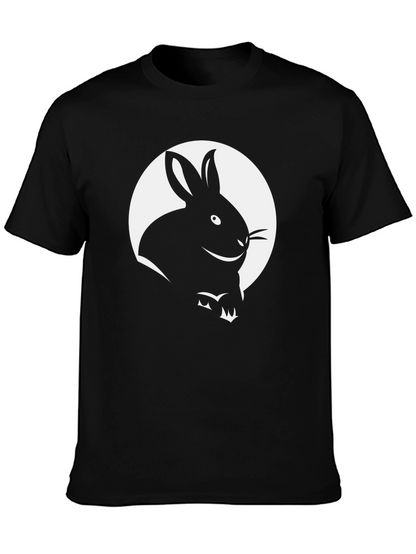 Black T-Shirt with Rabbit Graphic