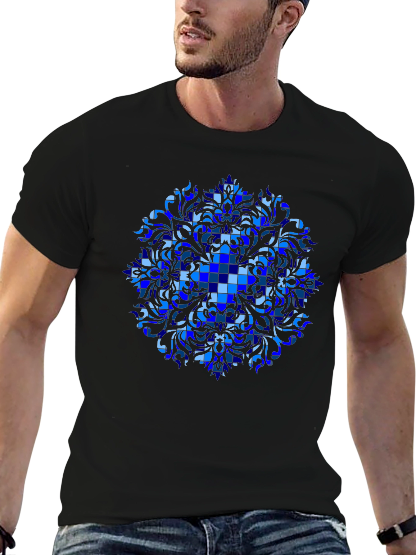 Blue Mosaic Mandala Graphic Tee