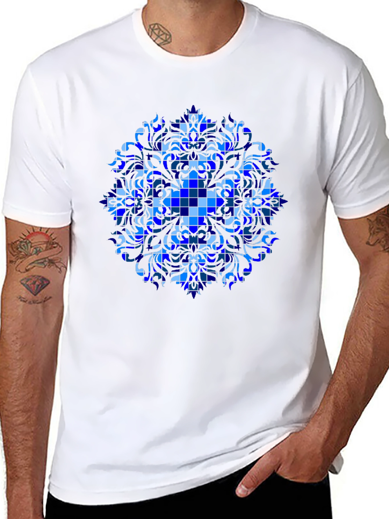 Blue Mosaic Mandala Graphic Tee