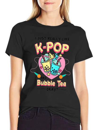 K-Pop & Bubble Tea Graphic T-Shirt