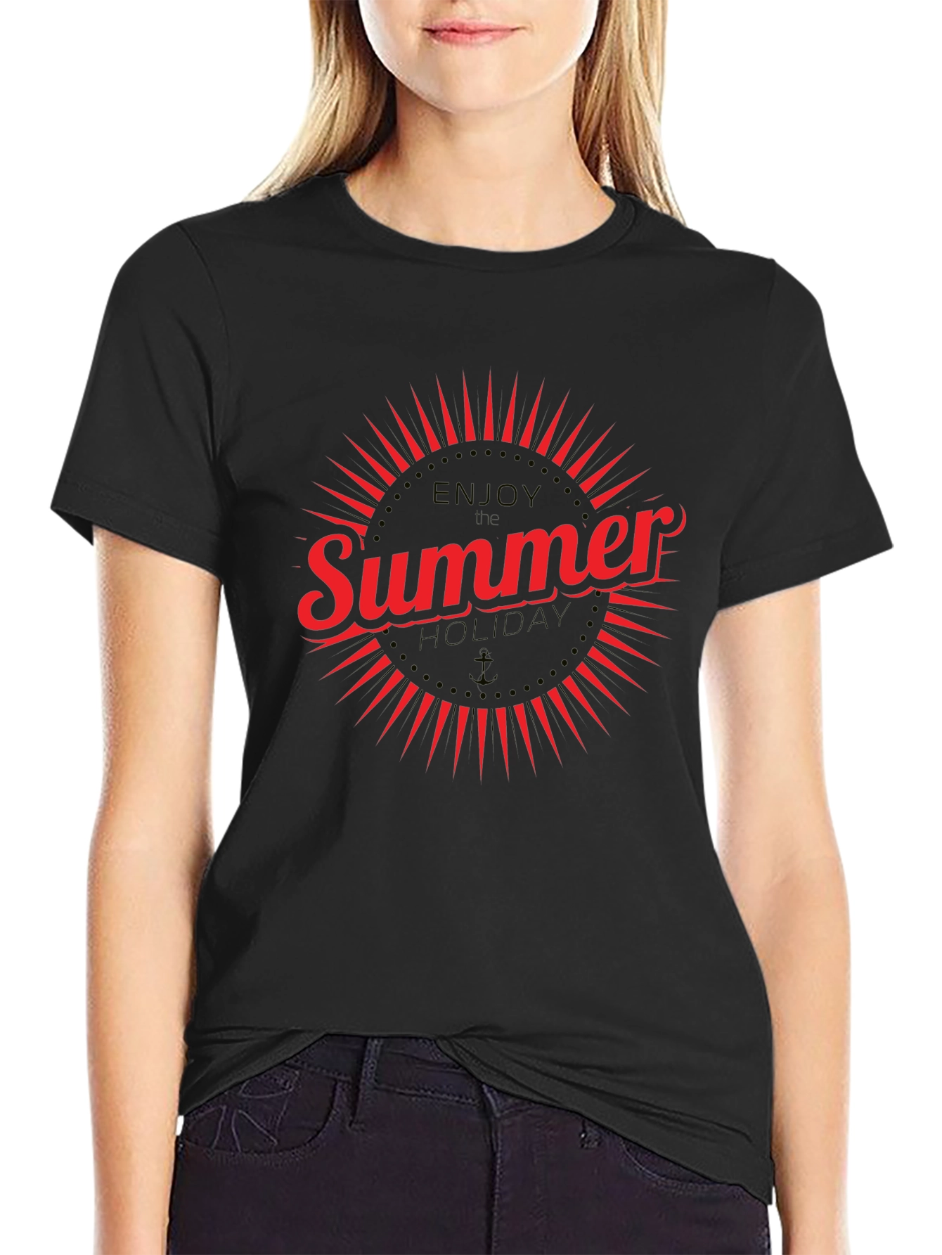 Summer Holiday Graphic T-Shirt - Black