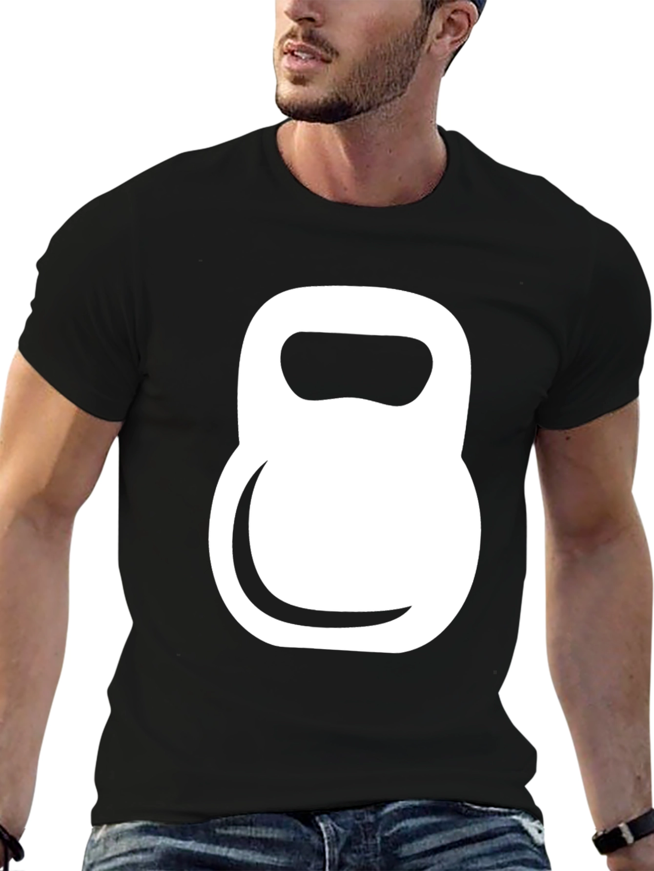 Kettlebell Graphic Tee - Black Cotton Gym Shirt