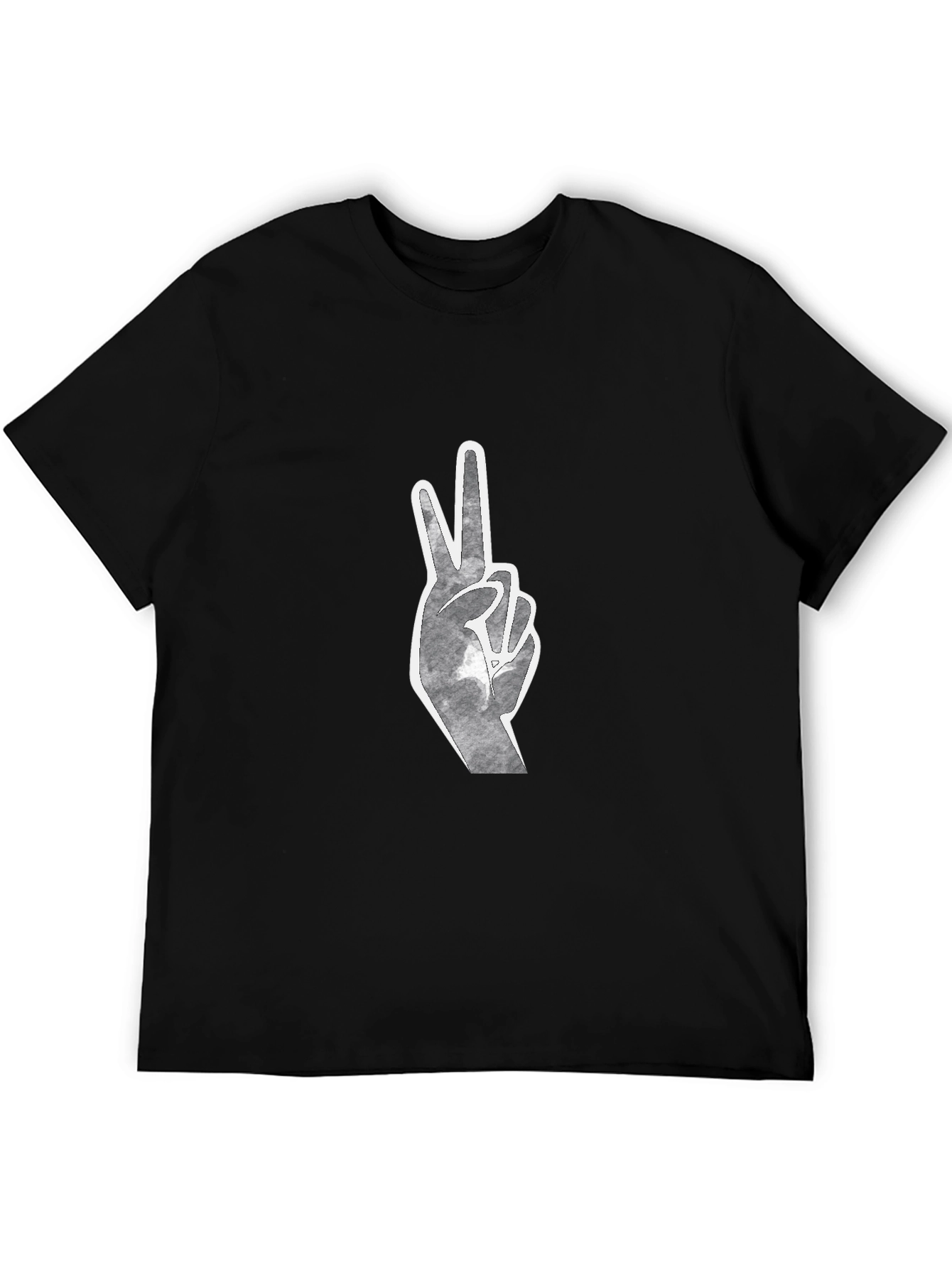 Peace Sign Graphic Tee - Black Cotton Blend