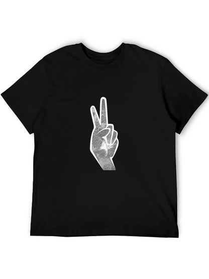 Peace Sign Graphic Tee - Black Cotton Blend