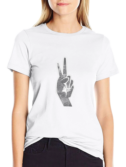 Peace Sign Graphic Tee - Black Cotton Blend
