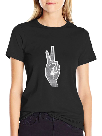 Peace Sign Graphic Tee - Black Cotton Blend