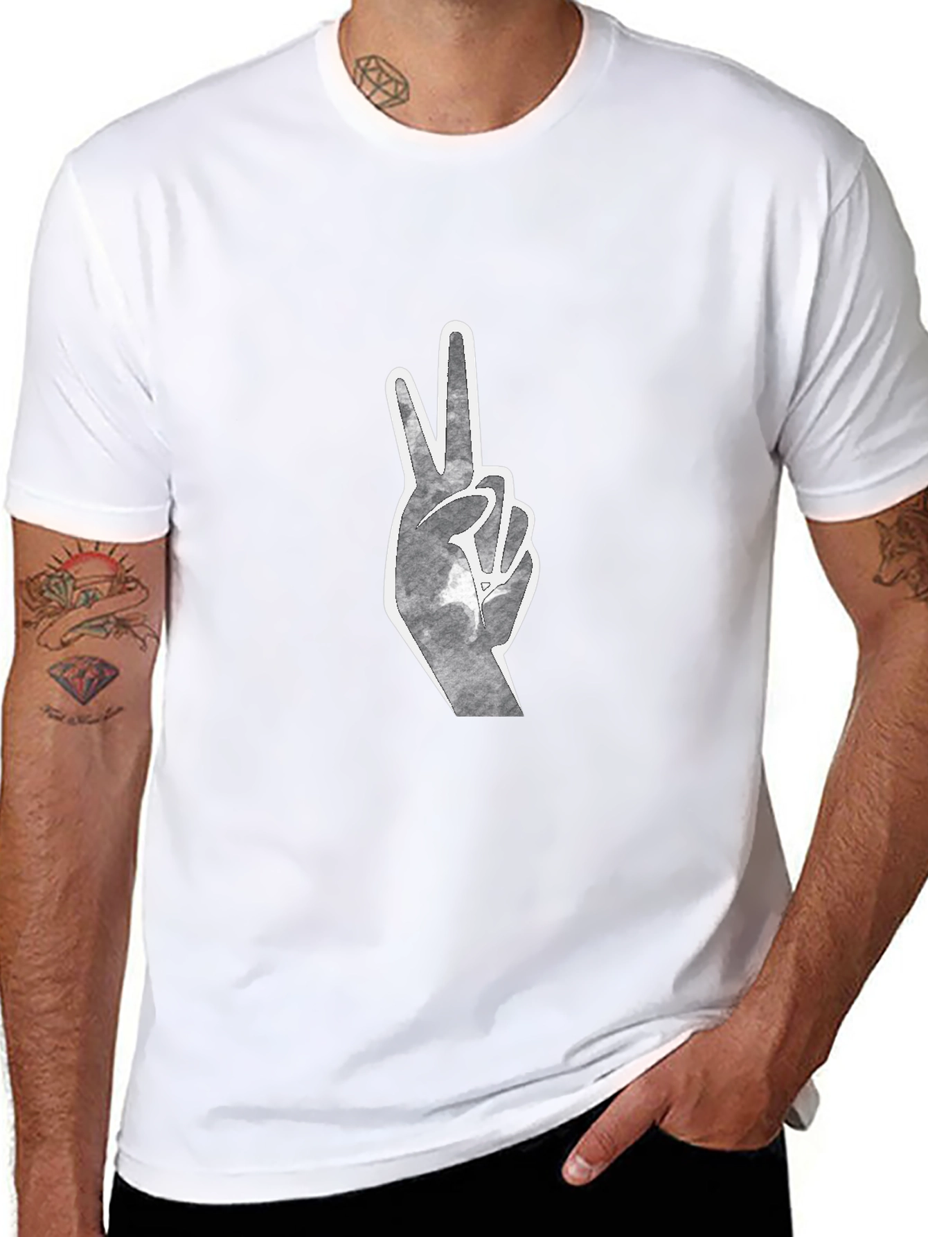 Peace Sign Graphic Tee - Black Cotton Blend