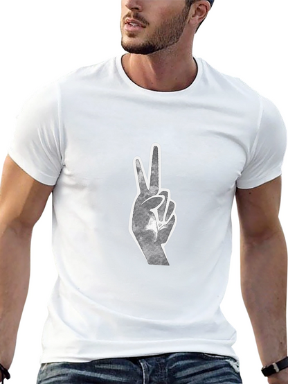 Peace Sign Graphic Tee - Black Cotton Blend