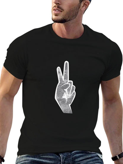 Peace Sign Graphic Tee - Black Cotton Blend