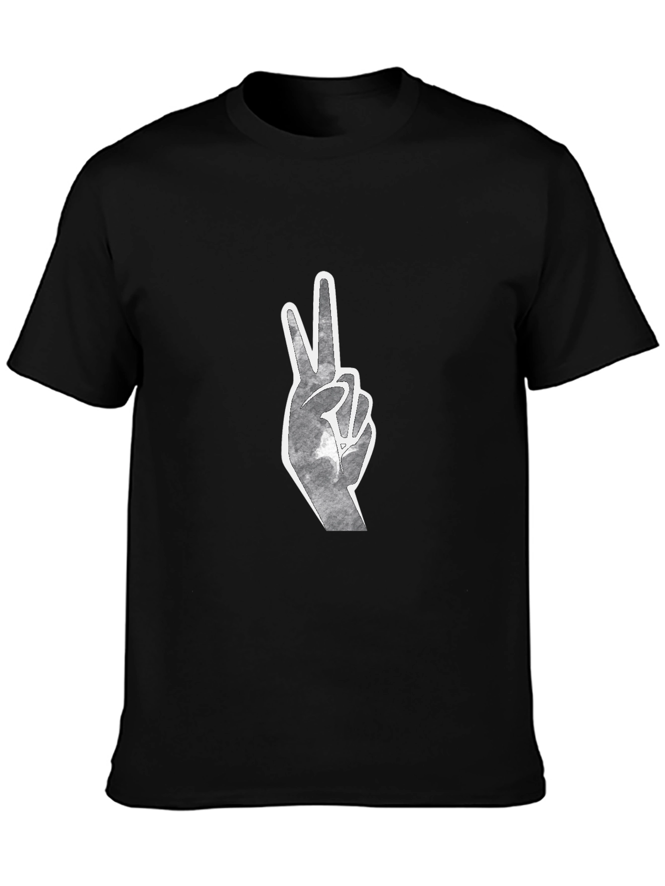 Peace Sign Graphic Tee - Black Cotton Blend