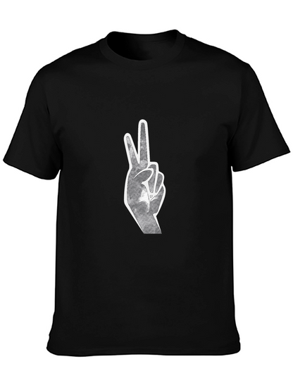 Peace Sign Graphic Tee - Black Cotton Blend