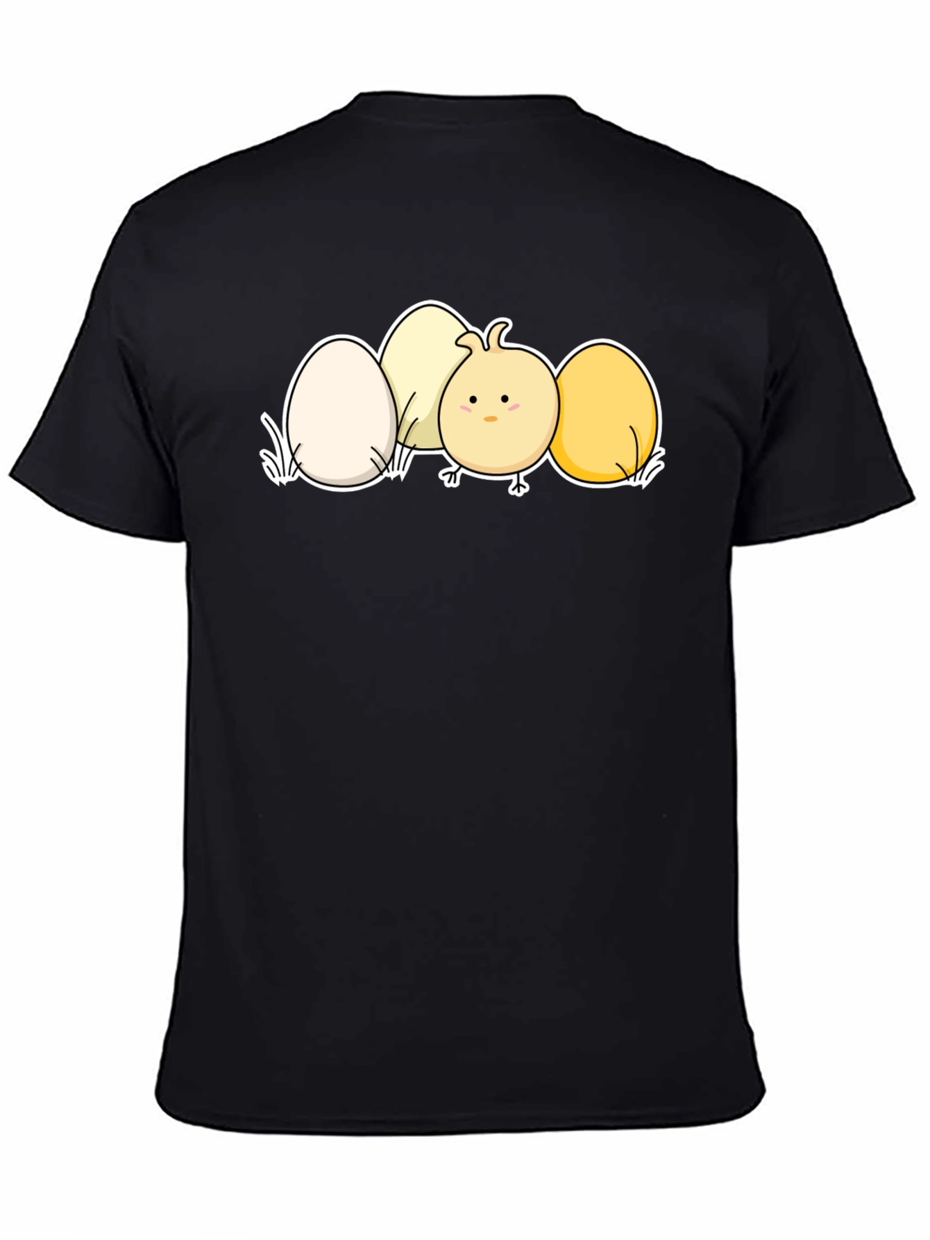 Cute Chick & Eggs Graphic Black T-Shirt